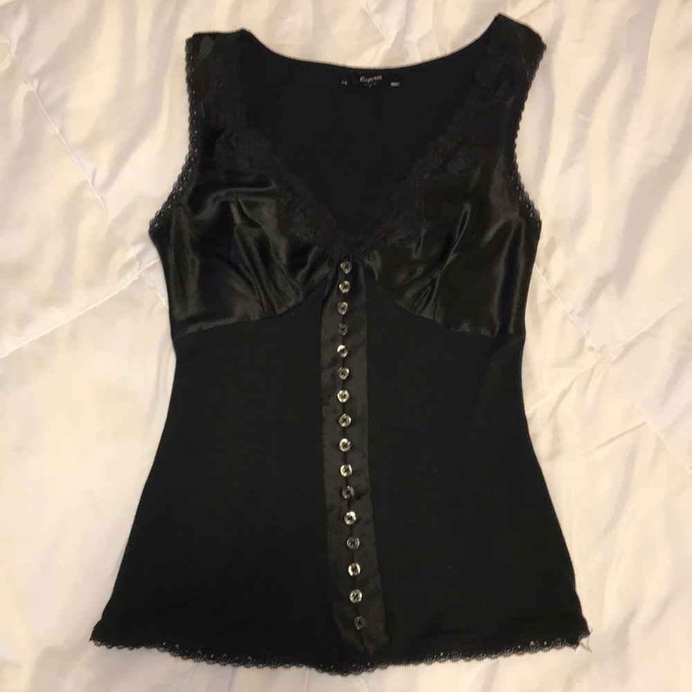 Express black satin and lace cami